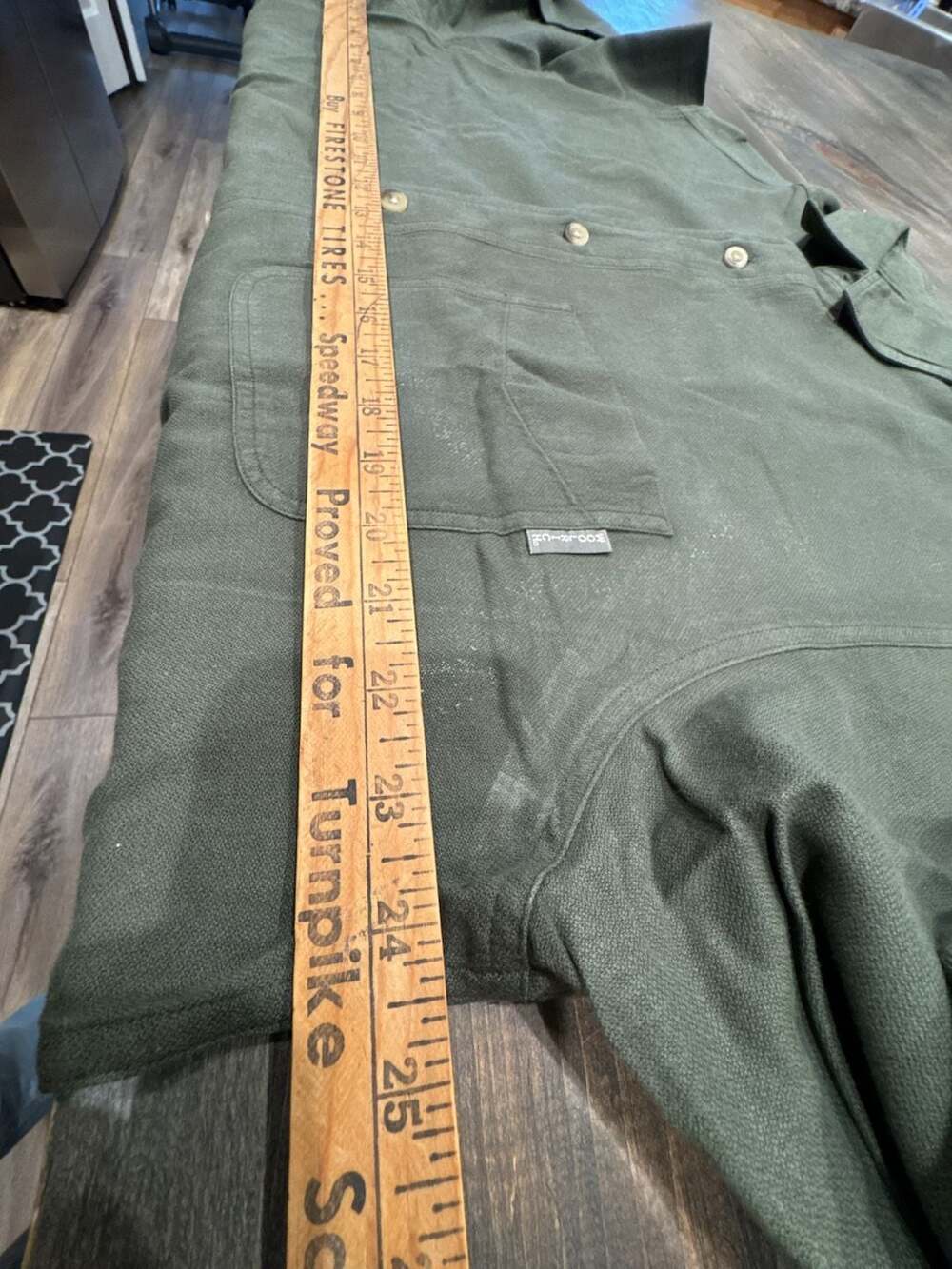 L Woolrich Olive Green Cotton Button-Up Shirt Jacket